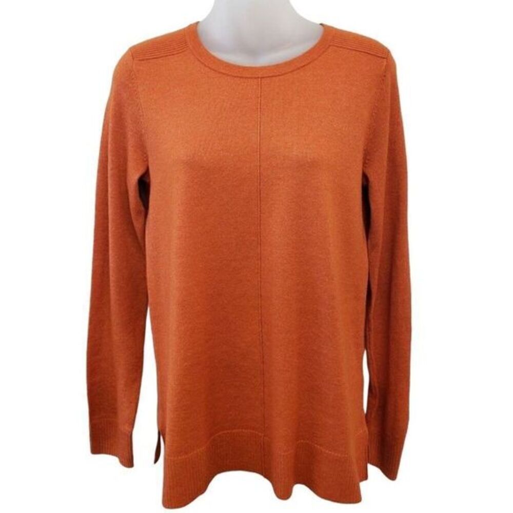 Karen Scott Crewneck Sweater Top Women's XS Orange Red Seam-Front Soft NEW‎